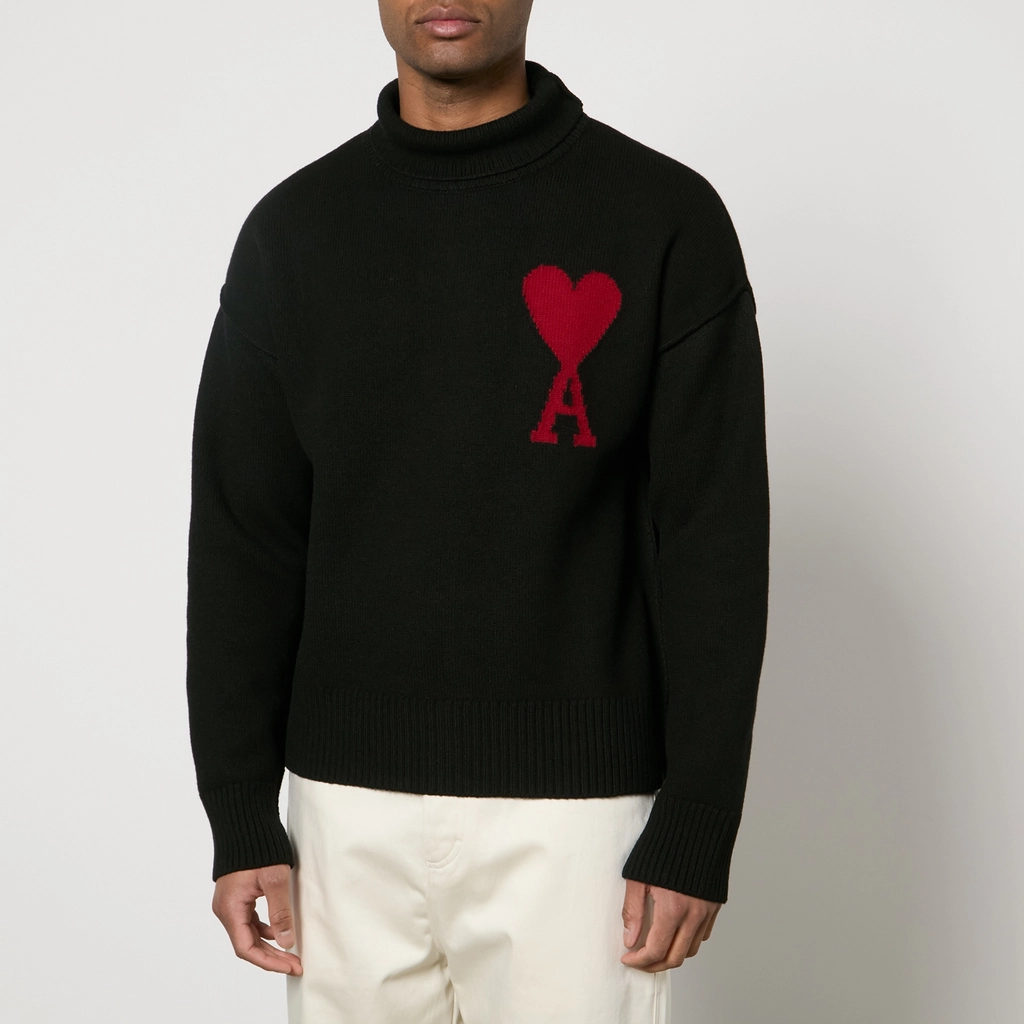 AMI Paris De Coeur Roll Neck Wool Jumper - XL